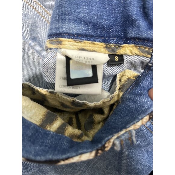 Roberto Cavalli Vtg Womens Sz S Y2K Bootcut Jeans Blue Denim Low Rise Silk Belt - Picture 6 of 11